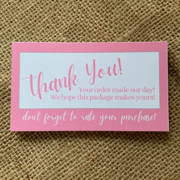 25 Pk Thank You Cards 3.5x2” with Reminder to Rate Purchase - Picture 3 of 5